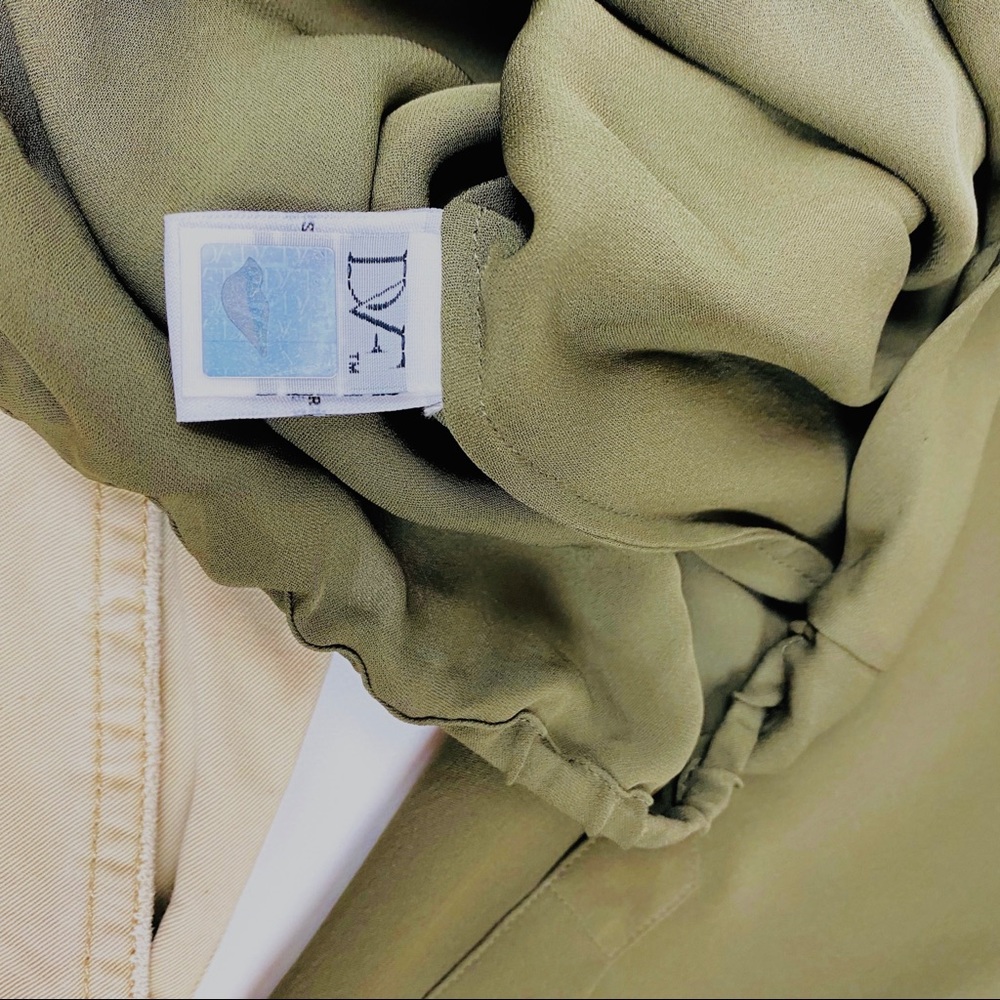 DVF Marci Faux Wrap Silk Olive Blouse NWT - Picture 12 of 16